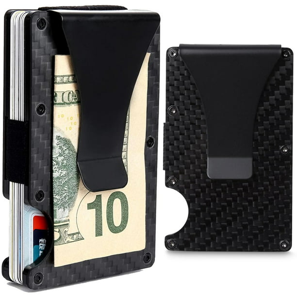 Carbon Wallet Carbon Fiber Money Clip RFID Blocking Front Pocket Wallet Metal Wallet Minimalist Carbon Fiber Slim Wallet Credit Card Holder for Men